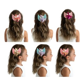Summer Crystal Glitter Wings Sequins Unicorn Alligator Hair Clip For Girls - Stylish Hair Accessory for Birthdays, Daily Wear, Holidays, and Parties (3Pcs Glitter Wing BGM)