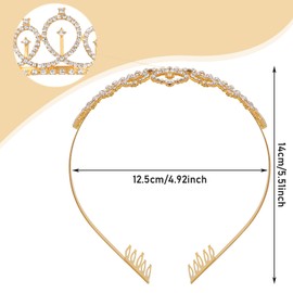 Princess Crown Tiara Women Elegant Rhinestone Headband Metal Crystal Comb Hair Hoop Party Bling Princess Headpiece Accessories for Costume Cosplay Birthday Prom Girls Role-Playing