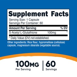 Nutricost S-Acetyl L-Glutathione 100MG, 60 Capsules - GMO-Free, Vegan