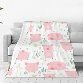Joismea Soft Warm Throw Blanket Lightweight Flannel Fleece Bed Blanket Gift for Home Decor Pig Cute 50"x40"