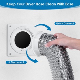 Dryer Vent Wall Plate Connector Kit - 4 Inch Duct Connector Flange, Quick Connect & Quick Release, Twist & Lock Tight, Easy to Maintain and Clean,for Wall, Ceiling, Attic, Laundry(4inch)