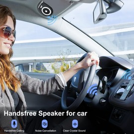 Wodgreat Handsfree Bluetooth Car Kit for Cell Phone, AUTO Power ONWireless Bluetooth Speaker for Handsfree Talking/GPS Navigation/Music, Support Siri Assistant-Dual Link, HD Microphone