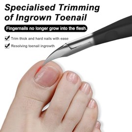 Toenail Clippers for Ingrown Toenail Tool,Toe Nail Clippers for Thick Nails,2pcs Professional Thick & Ingrown Toe Nail Clippers Pusher Kit for Men & Seniors with Case (Black)