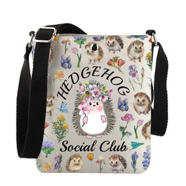 Pet Hedgehog Gift Hedgehog Social Club Crossbody Bag Animal Lover Gift For Her (Hedgehog Social CA C Bag)
