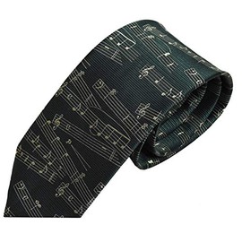 Yuki Nishijin Woven Necktie, Silk, For Music Lovers, Musical Note Motifs, Selected by Music Gift Specialty Store (Moss), moss