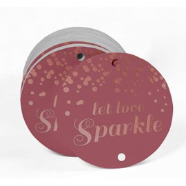 Inkdotpot Pack Of 50 Real Rose Gold Foil Paper Tags Let Love Sparkle Wedding Favor Hang Tags