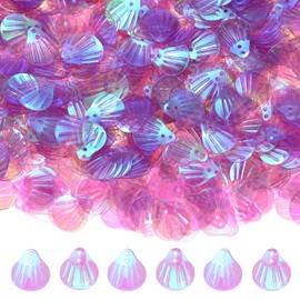 M METERXITY 1200-Pack Seashell Sequins, 100g Shell Shape Loose Sequins with 2 Holes for DIY Craft/Sewing/Applique/Earrings/Clothing, Sea Shell Flakes [Purple]