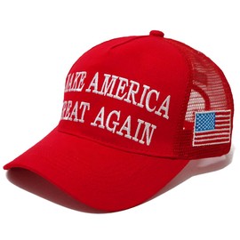 Lotsduoler Trump Hat Trump 2024 Hat Trump Merchandise MAGA Hat Make America Great Again with USA Flag Baseball Cap, Mesh Red, One Size