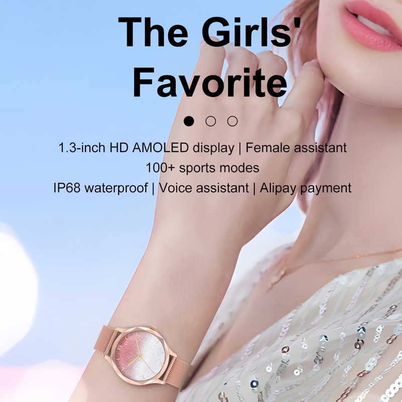 1.3in Outdoor Women Smart Watch Bluetooth Sports Smartwatch with Pink
