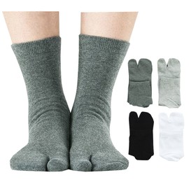 Men's Flip Flop Socks Tabi Split Toe Geta Wicking Cotton Pack of 4