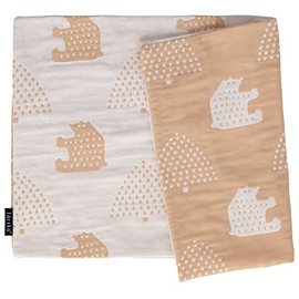 farska FLAGSHIP LINE 746247 Triple Gauze Toddler Pillow Cover (Molino Bear_Tea Brown)