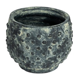 Creative Co-Op Distressed Terra Cotta Hobnail Planter, Black