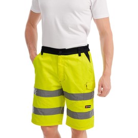 Mivaro Men's Work Shorts with Reflective Stripes in Signal Colours, yellow