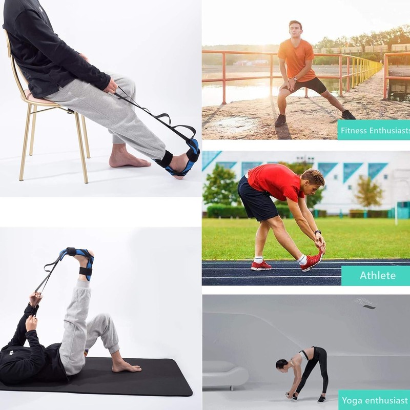 LYSAIMG 1 Pack Yoga Stretching Strap,Black Calf Stretcher with Adjustable