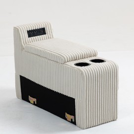 Vivastate Modular Sofa Coffee Table with Storage, Cupholders, USB Ports, Modern Design, Beige