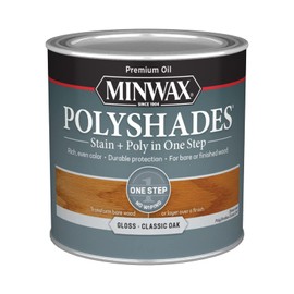 Minwax PolyShades Wood Stain + Polyurethane Finish – ½ Pint, Classic Oak, Gloss