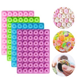 JOERSH 4 Pack Donut Gummy Mold/Mini Donut Pan/Ring Gummy Candy Mold Silicone for Chocolate Jelly Ice Cube Pralines Caramels Ganache Fruitloop