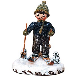 Hubrig Folk Art Small Figures & Miniatures Winter Children's Snowshoe Ride 8 cm