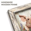Pig Wooden Framed Wall Art: Rustic Farmhouse Artwork Funny Cute