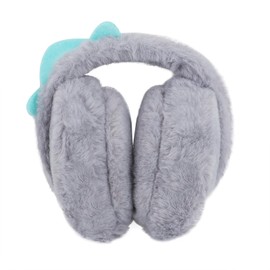 Kids Earmuffs Soft Plush Ear Warmers Girls Boys Foldable Winter Warm Ear Muffs Cute Cartoon Dinosaur Animal Ear Covers Faux Fur Windproof Cold Weather Headwear for Ski Cycling Camping Running Outdoor