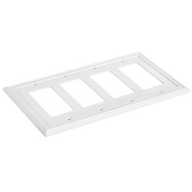 Henne Bery Sunken Pearls Heavy Duty Decorative Wall Plate Switch Plate Outlet Cover (Quad Decorator, White)