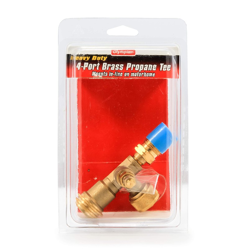 Camco RV Propane Brass Tee – 4-Port Adapter for Motorhomes