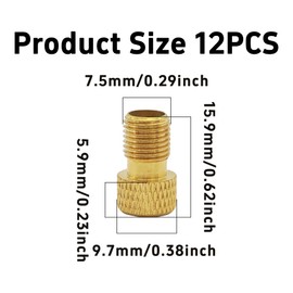 bociloy 12Pcs Brass Presta to Schrader Valve Adapter, Bike Pump Converter for Air Compressor, Convert Presta Valve to Standard Pump, Bicycle Tire Inflation Accessories(Reticulated Grain)