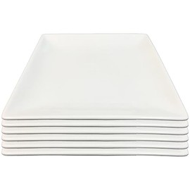 Mayfair USA Square Plate Dinnerware Set | Chip & Scratch Resistant, Dishwasher & Oven Safe Vitrified Porcelain | Durable White Plates for Serving Elegant Dishes (Medium 10 inch (25cm), 12)