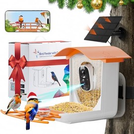 Bird Feeder with Camera, Smart Bird Feeder, 1080P Color Night Vision, Built-in Microphone, Solar Charging, IP65 Waterproof, Bird Watching Gifts for Bird Lovers(A Hummingbird Feeder Included)