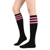 Womens Running Training Socks Outdoor Sports Compression Athletic Socks Casual Thigh High Socks 1 Pack Black Pink Stripes