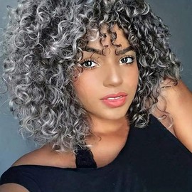 GoGo Curl Crochet Hair 7 Packs Water Wave Crochet Hair for Women 8 Inch Short Curly Crochet Braids Hair Grey Deep Wave Braiding Hair for Boho Braids (8 Inch, 1B/Grey)