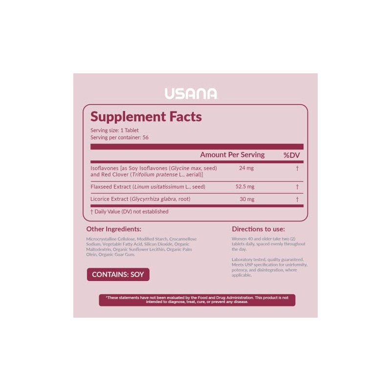 Usana Estropro Fitoestrógenos Apoyo Sintomático Durante Menopausia Tabletas Días Suministro
