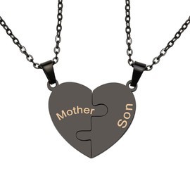 Mother and Son Matching Necklace Gift for Mom Birthday Christmas Gifts for Mom from Son Gifts for Moms Mother Son Heart Necklaces Gifts for Mommy Mama Gift Engraved