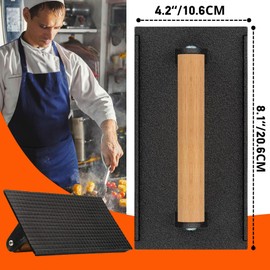 onlyfire Cast Iron Meat Press Grill Press with Wooden Handle, Great for Squeezing Fat from Meats, Flattening Bacon, Paninis, and Burgers