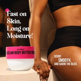 Nutrius Brazilian Body Butter Cream Berry Bliss - Experience Luxe Hydration, Acai, Mango, Cocoa & Cupuacu, Vitamin C for Radiant Glow - 6 FL OZ