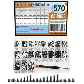 CO-RODE 571pcs 19-Size Notebook Laptop Screws, Computer Screw Set w/Blue Glue,Screw Driver, for SSD Motherboard Fan Power Graphics Hard Drive