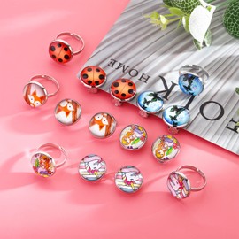 SOTOGO 18 Pieces Kids Jewelry Set for Girls Clip on Earrings Adjustable Dress up Rings Little Girl Jewelry for Party Favor