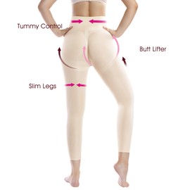+MD Shapewear for Women Tummy Control Seamless High Waisted Light Compression Footless Tights Leggings Body Shaper for Hips and Thighs(Medium,Light Nude)