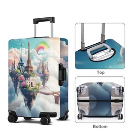 THISFIND Iron tower Luggage Cover Washable Suitcase Protector Anti-Scratch,Stretchable Fit for 18-32Inch Luggage Durable Travel Bag Cover with Zipper Closure L(26-28inch suitcase)
