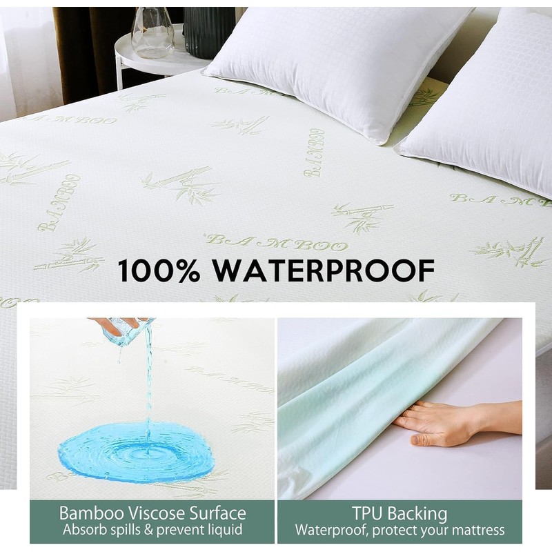 MUXHOMO Premium 100% Waterproof Full Size Mattress Protector, Breathable Mattress