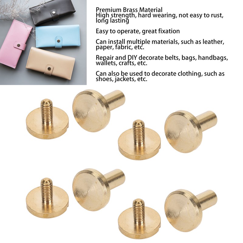 50 Set Binding Rivet Round Flat Head Brass Slot Screw