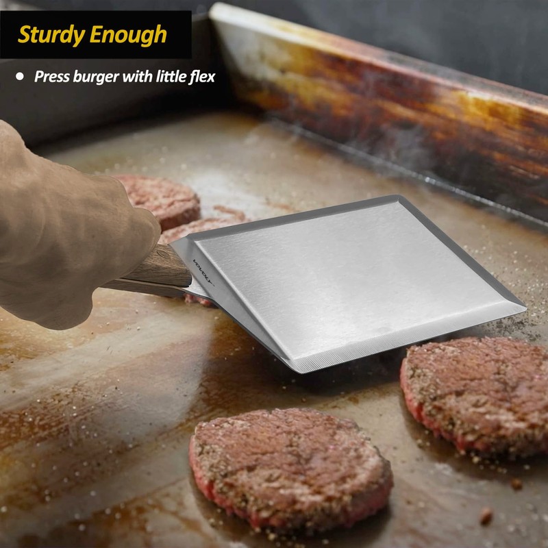 Extra Wide Spatula, Large Metal Spatula with Full Tang Wooden