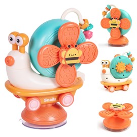 Bambebe Suction Cup Toy from 6-12 Months, 3-in-1 Montessori Bath Toy from 1 2 3 Years, Baby Sensory Motor Skills Toy for 7 8 9 10 Months Boys Girls Children Gifts (Orange)