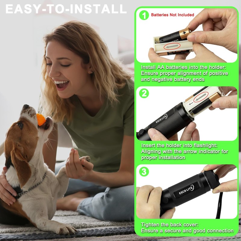 ESCO LITE UV Flashlights Black Light for Pet Urine Detection