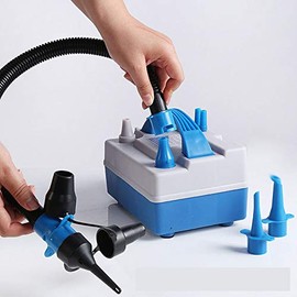 TECHSHARE Electric Balloon Pump, Double Nozzle Balloons Pump, Quick Inflation/Deflation Electric Air Pump Suitable for Balloons, Swimming Pool, Paddling Pool, Blow Up Mattress, Airbed, etc(AC220-240V 600W)