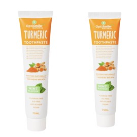 Toothpaste Turmeric Natural Vegan Toothpaste with Mint Flavour - SLS Free, Natural Whitening, Turmeric and Curcumin Formula (75 ml x 2 Pieces)