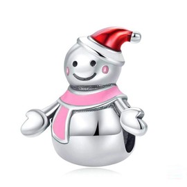 Christmas Snowman Charm Beads 925 Sterling Silver Charms For Bracelets Charm for Boys and Girls (Snowman Girl)