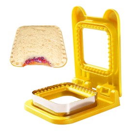 Sandwich Cutter and Sealer Square Sandwich Cutters for Kids Lunch，Peanut Butter Jelly Sandwich Cutter Ideal for School Lunch Boxes (Yellow)