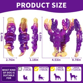 Mapneng 2PCS Indestructible Dog Chew Toys, Durable Nylon Chew Toys with Beef Flavour, Teeth Cleaning Bumps & Peanut Butter Slots for Medium/Large Breed Dogs (Crocodile & Lobster)