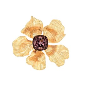 EMEGCY 18K Gold Flower Brooch Austrian Crystal Flower Brooch Pin Rhinestone Five Petal Flower Brooch Lapel Pin Jewelry Mother's Day Birthday Gifts for Mom Wife